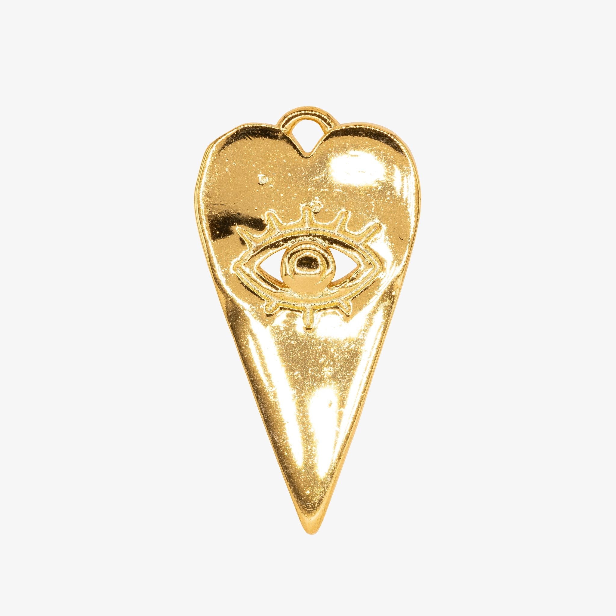 Evil Eye Heart Charm 14K Gold - GoldandWillow